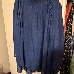 New Directions Navy Handkerchief Hem Skirt